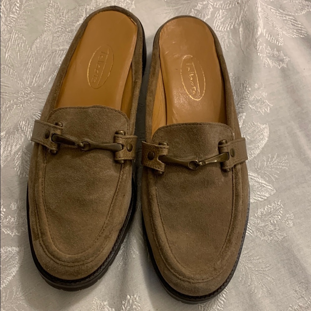Talbots Tan Suede Slip-On Loafers with Braided Detail